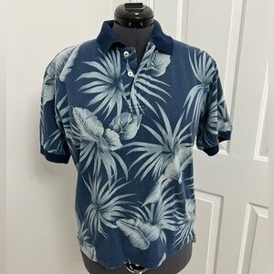 Men's Blue Floral Polo Shirt